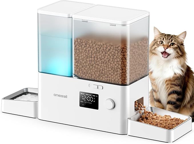 oneisall Automatic Cat Feeder and Water Dispenser, 36Cups/8.5L