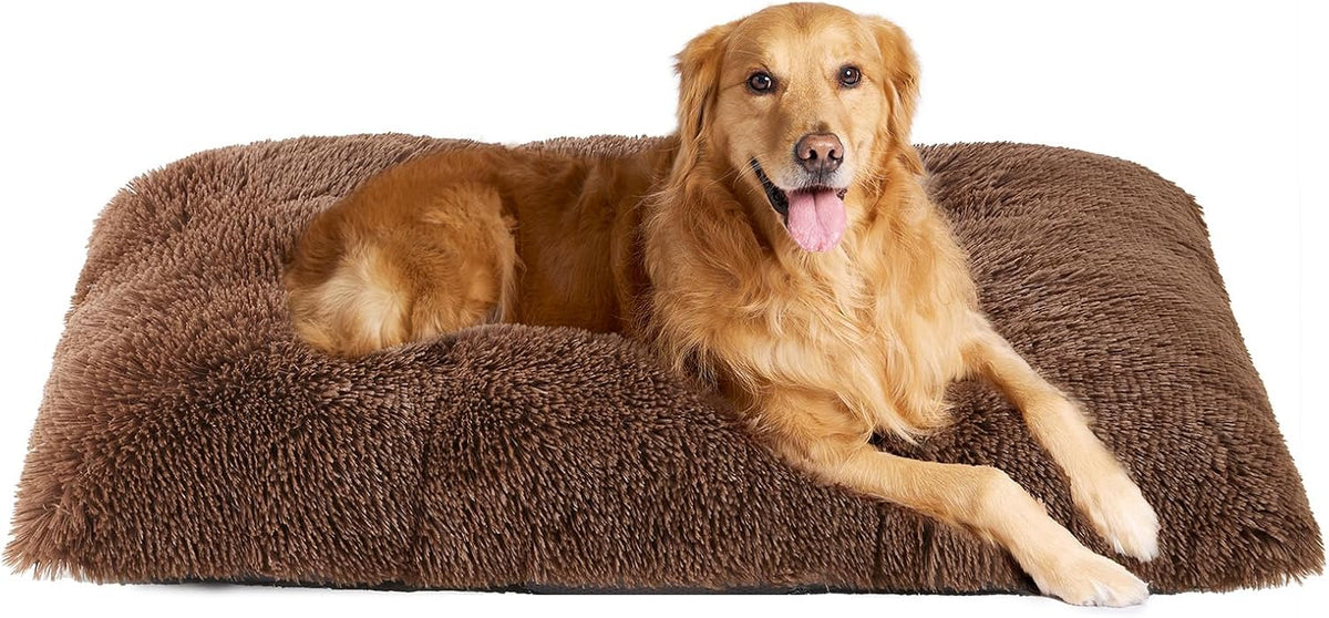 EHEYCIGA Fluffy Dog Crate Bed, Plush Extra Large Dog Pillow, Grey