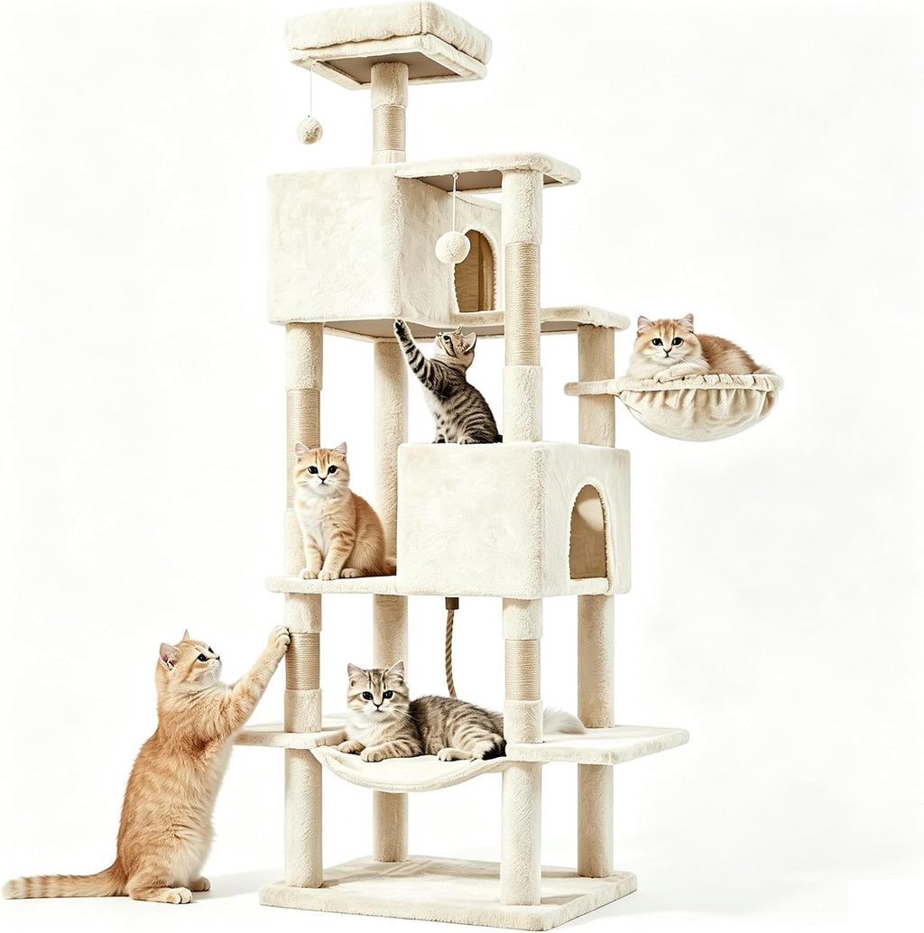 Sweetcrispy 44 Inch Cat Tree Tower for Indoor Cats and Kittens