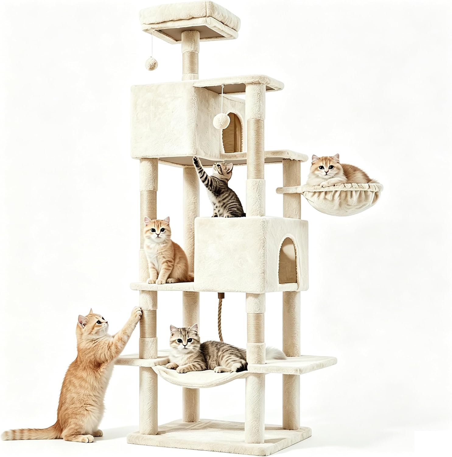 Sweetcrispy 44 Inch Cat Tree Tower for Indoor Cats and Kittens