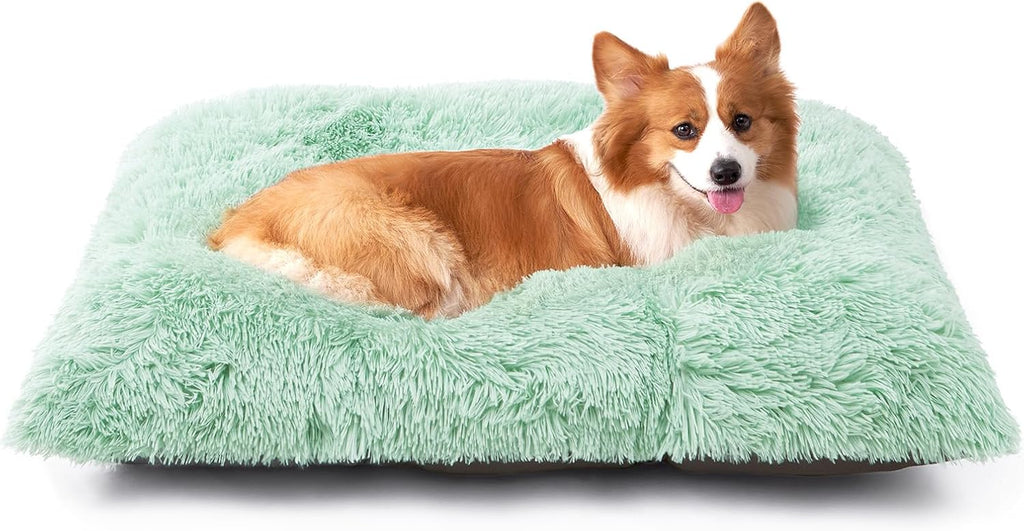 EHEYCIGA Fluffy Dog Crate Bed, Plush Extra Large Dog Pillow, Grey