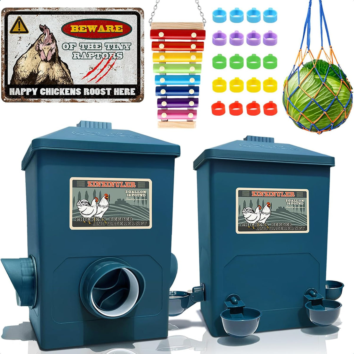 Automatic Port Chicken Feeder and Cup Waterer Set
