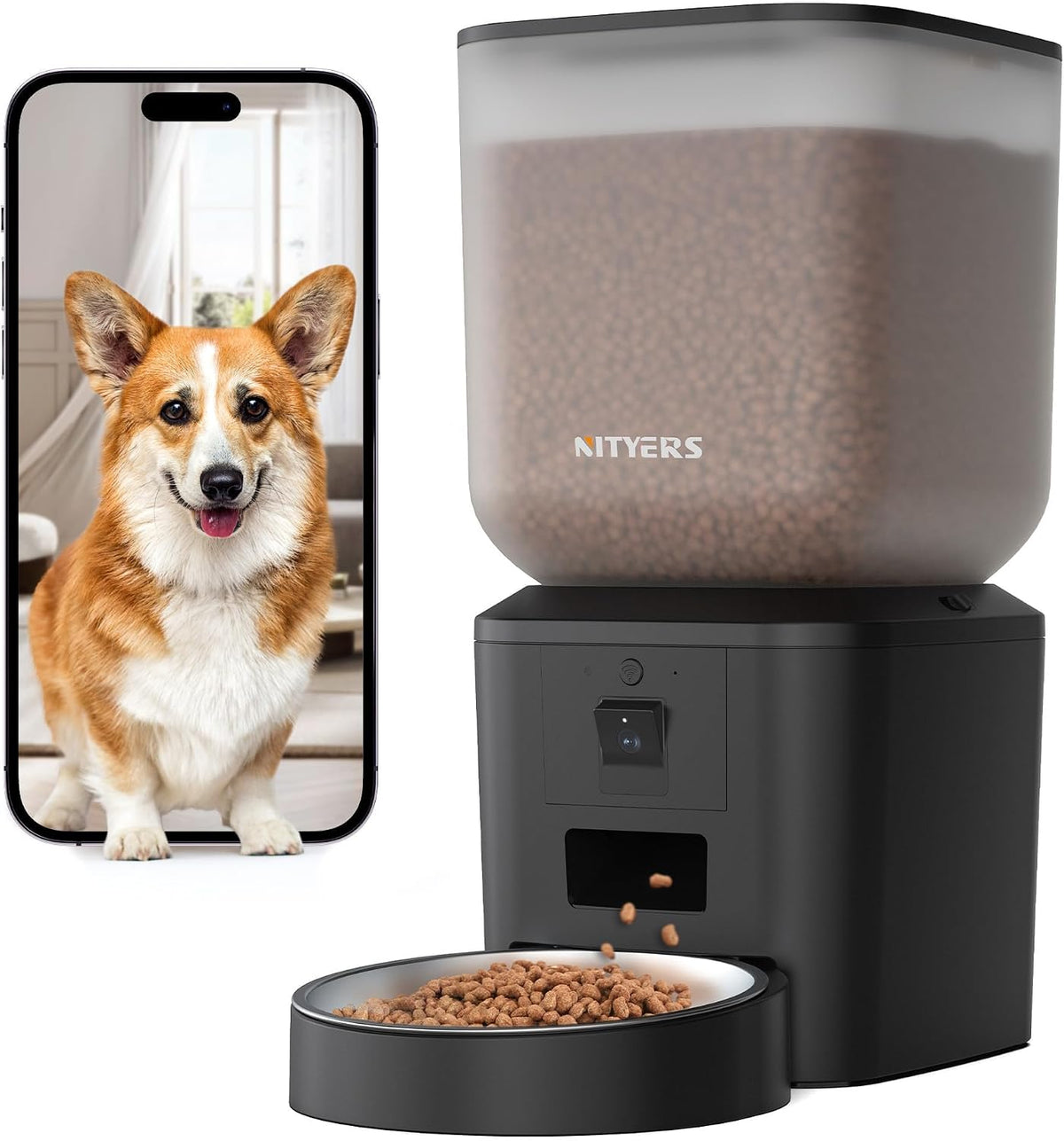 Automatic Dog Feeder - 8L/34 Cups Large Capacity Automatic Cat Food Dispenser with LCD Screen, Large Food Tray, Battery Operated, Timed Cat Feeder, Up to 50 Portions 6 Meals Per Day, Keeps Fresh