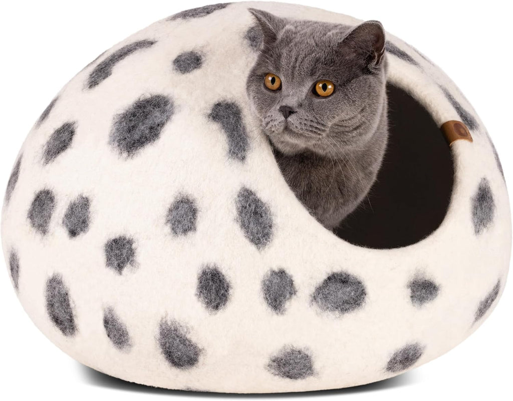 Cat Cave - Merino Wool Bed for Indoor Cats (Light Gray, Medium)