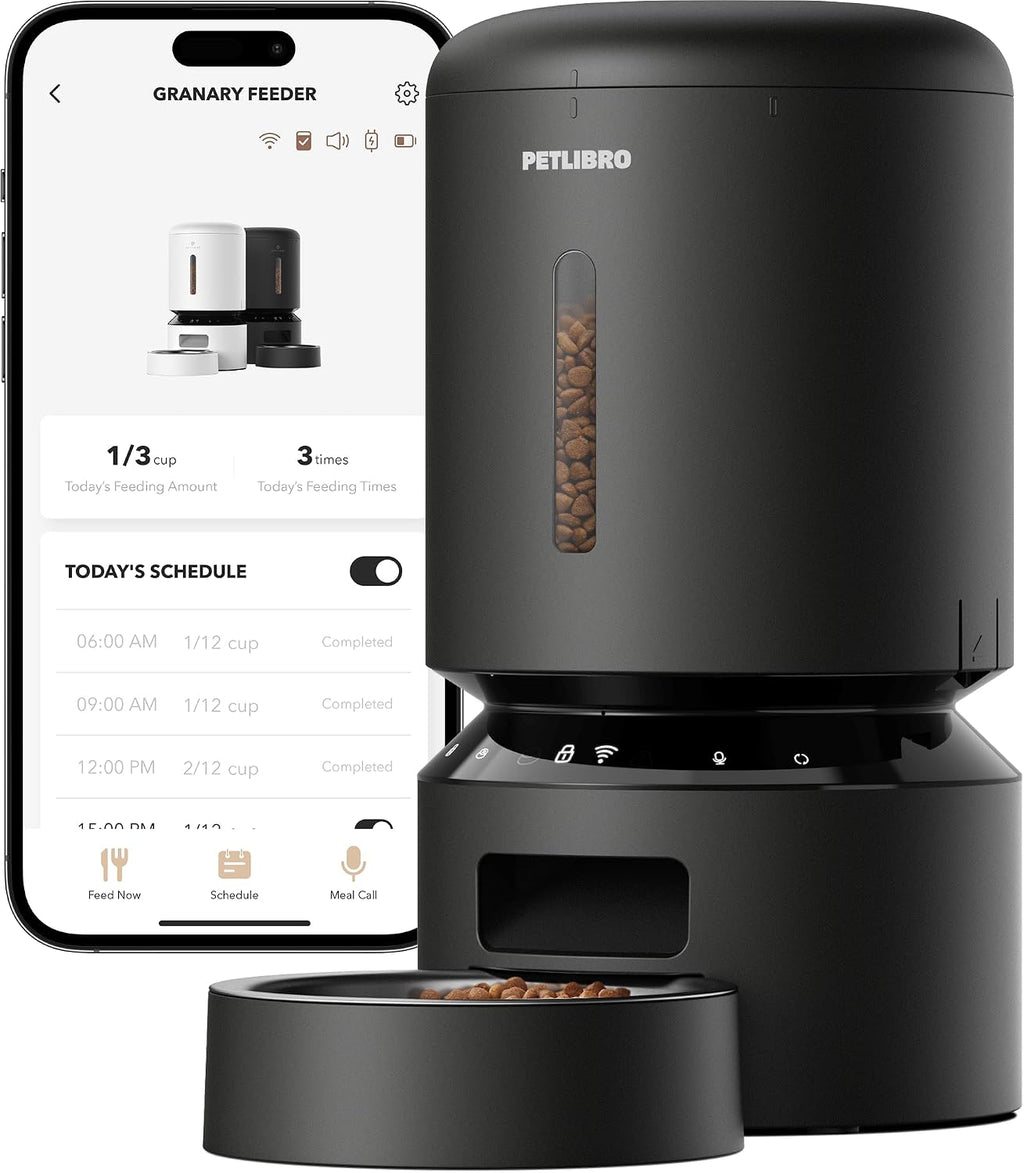 PETLIBRO Automatic Dog Feeder with Camera, Auto Cat Food Dispenser Slow Feeders Dogs Bowl, 1080P HD Video with Night Vision, 5G WiFi with 2-Way Audio, Stainless Steel Slow Food Tray for Small Dogs