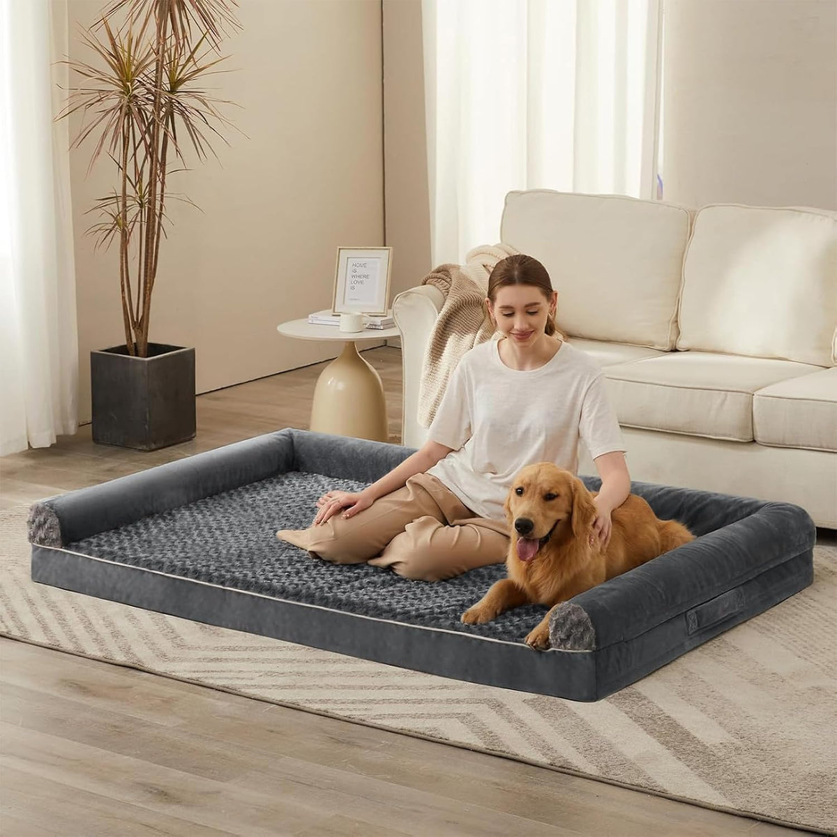 Orthopedic Washable Large Dog Bed for Senior Dog Comfy Sleep