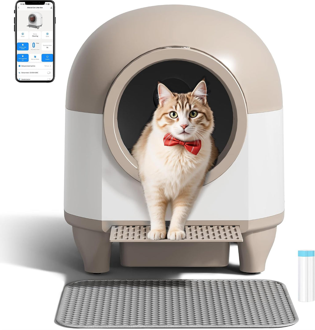 WARCAT Self-Cleaning Litter Box – 90L, APP, Sensors, Gray