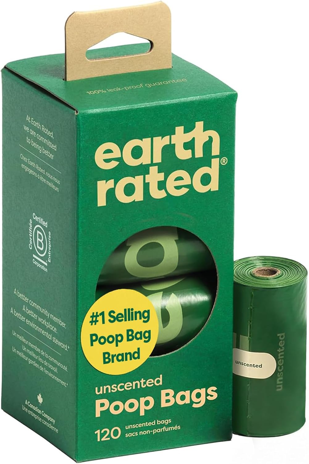 Earth Rated Dog Poop Bags on Refill Rolls, 600 Bags, Unscented