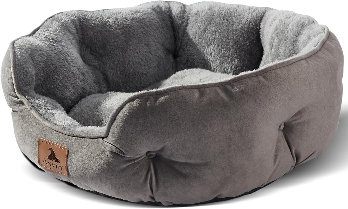 Medium Dog Bed for Medium Dogs, Cat Beds for Indoor Cats, Pet Bed for Puppy and Kitty, Extra Soft & Machine Washable with Anti-Slip & Water-Resistant Oxford Bottom, Grey, 25 inches