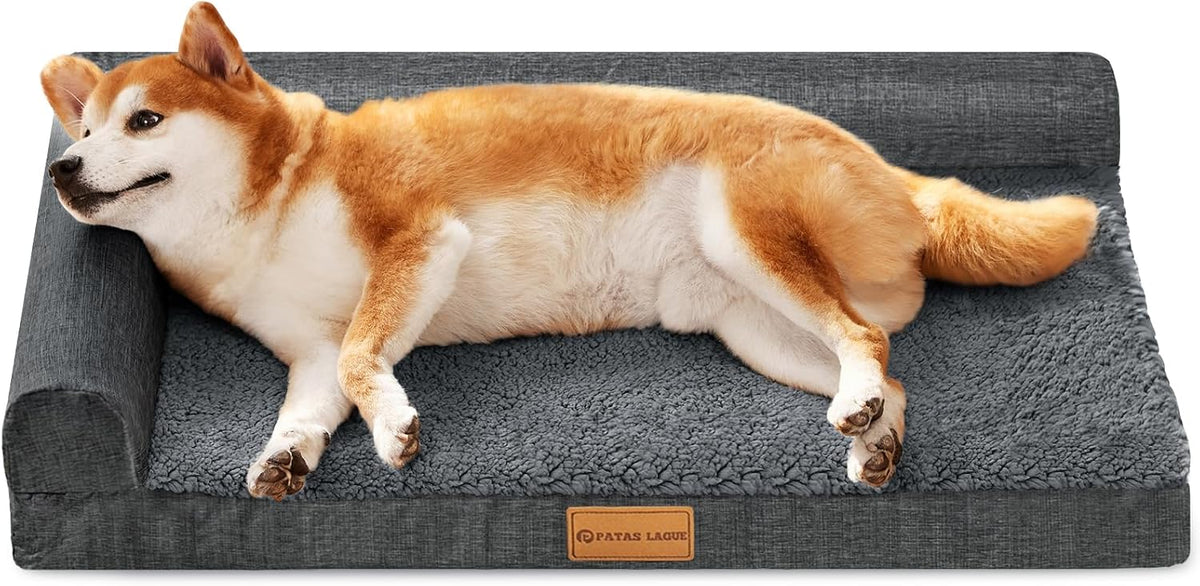 Patas Lague Orthopedic Large Dog Bed Washable Pet Sofa Bed 36''X24'' Black