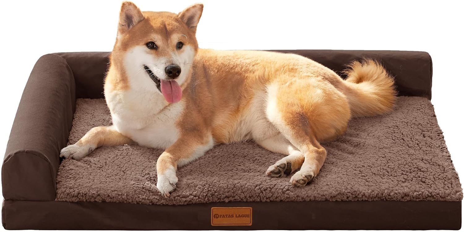 Patas Lague Orthopedic Large Dog Bed Washable Pet Sofa Bed 36''X24'' Black
