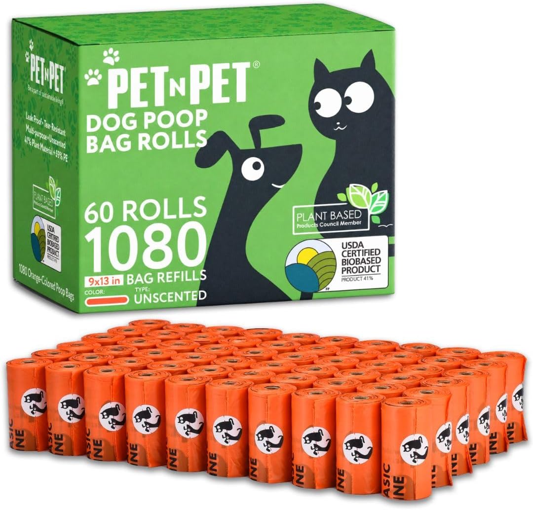 Pet N Pet Poop Bags for Dogs, 1080 Count, Plant Based, Unscented, Green