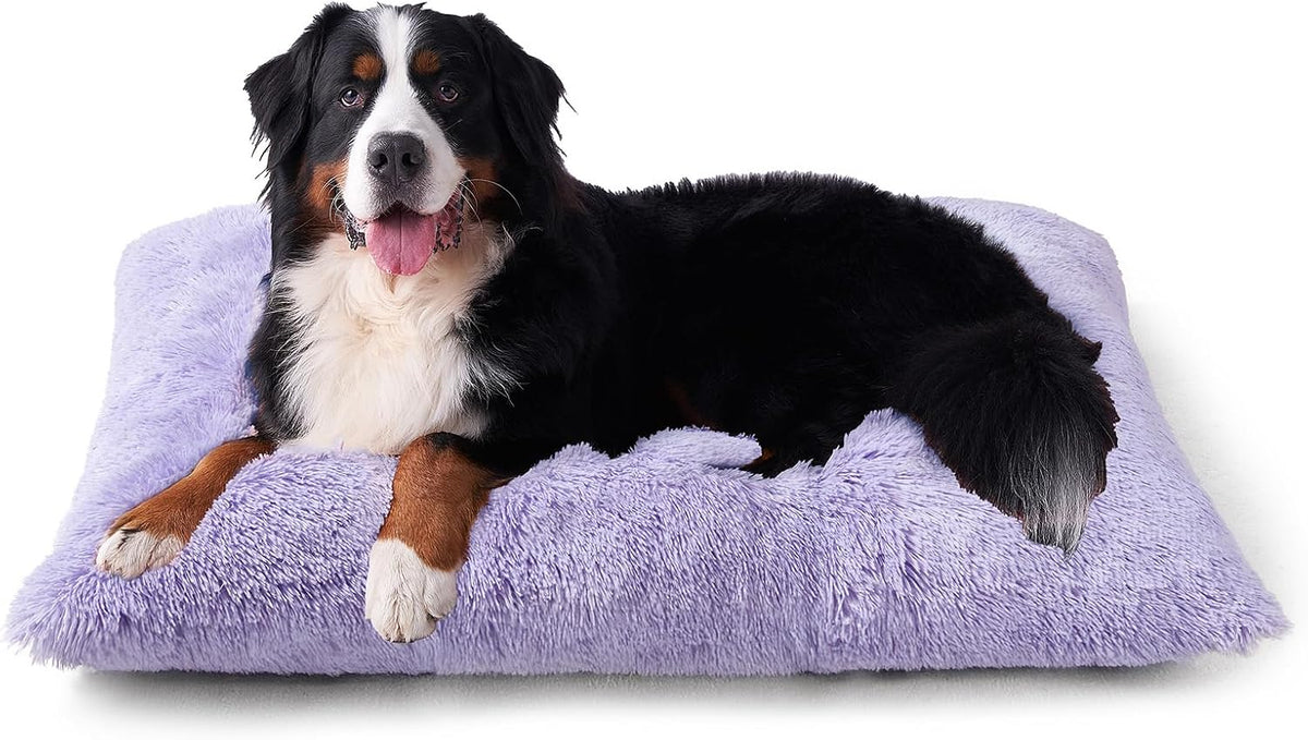 EHEYCIGA Fluffy Dog Crate Bed, Plush Extra Large Dog Pillow, Grey