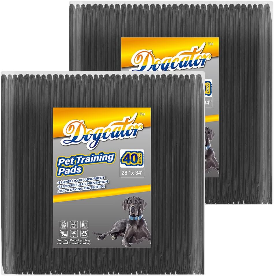 Dogcator Charcoal Dog Pee Pads Extra Large 28“x34”, Puppy Pads XL 30 Count, Potty Pads for Dogs, Disposable Urine Bed Pads for Odor-Control, X-Large Piddle Underpads, Training Liners for Housebreaking