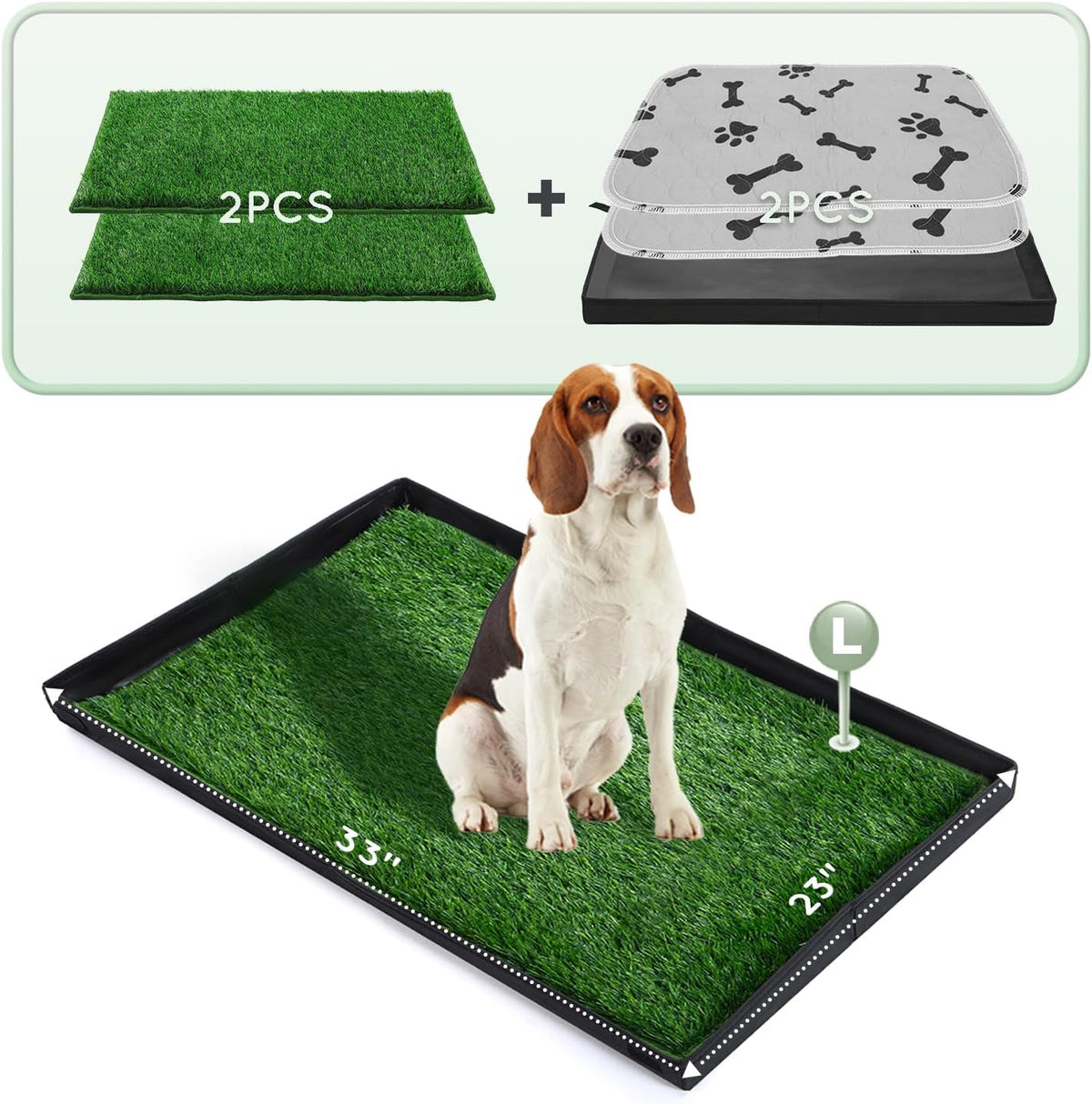HQ4US 4LEGS Grass Pee Pads for Dogs Potty with Foldable Dog Litter Box
