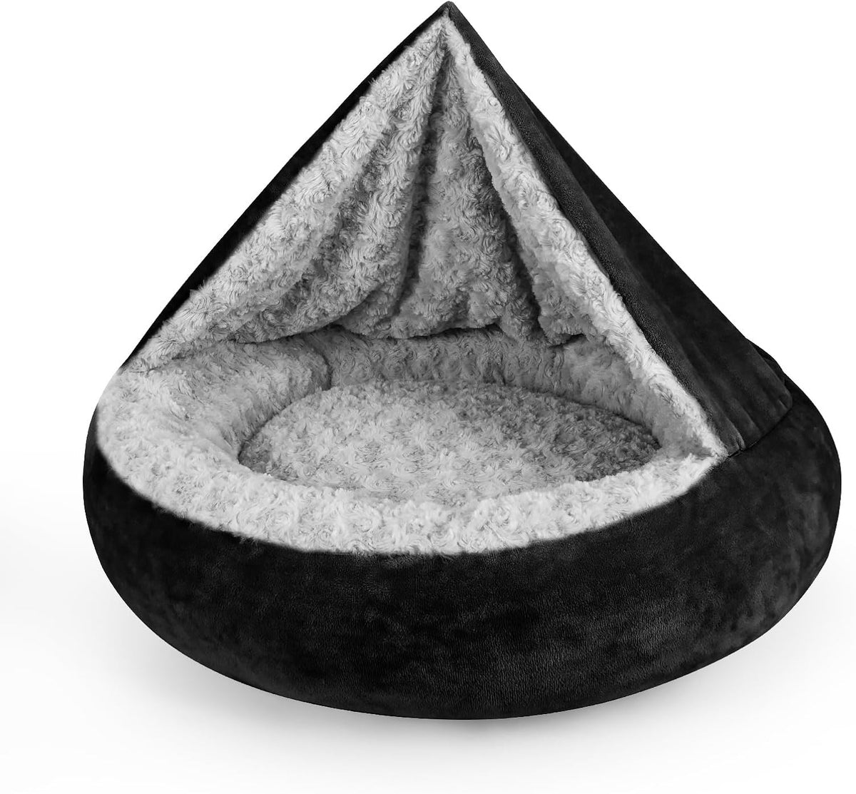 JOEJOY Small Dog Bed Cat Bed with Hooded Blanket, Cozy Cuddler Luxury Puppy Pet Bed, Donut Round Calming Anti-Anxiety Dog Burrow Cave Bed - Anti-Slip Bottom and Machine Washable 23 inch