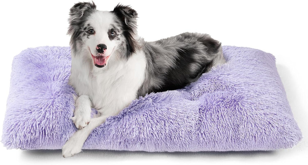 EHEYCIGA Fluffy Dog Crate Bed, Plush Extra Large Dog Pillow, Grey