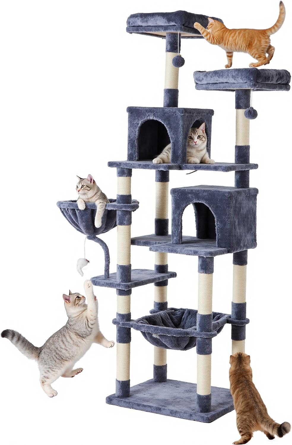 Sweetcrispy 44 Inch Cat Tree Tower for Indoor Cats and Kittens