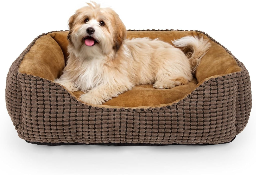 MIXJOY Dog Bed for Large Medium Small Dogs, Rectangle Washable Sleeping Puppy Bed, Soft Calming Cat Beds for Indoor Cats, Orthopedic Pet Sofa Bed, Anti-Slip Bottom with Multiple Size (25'', Grey)