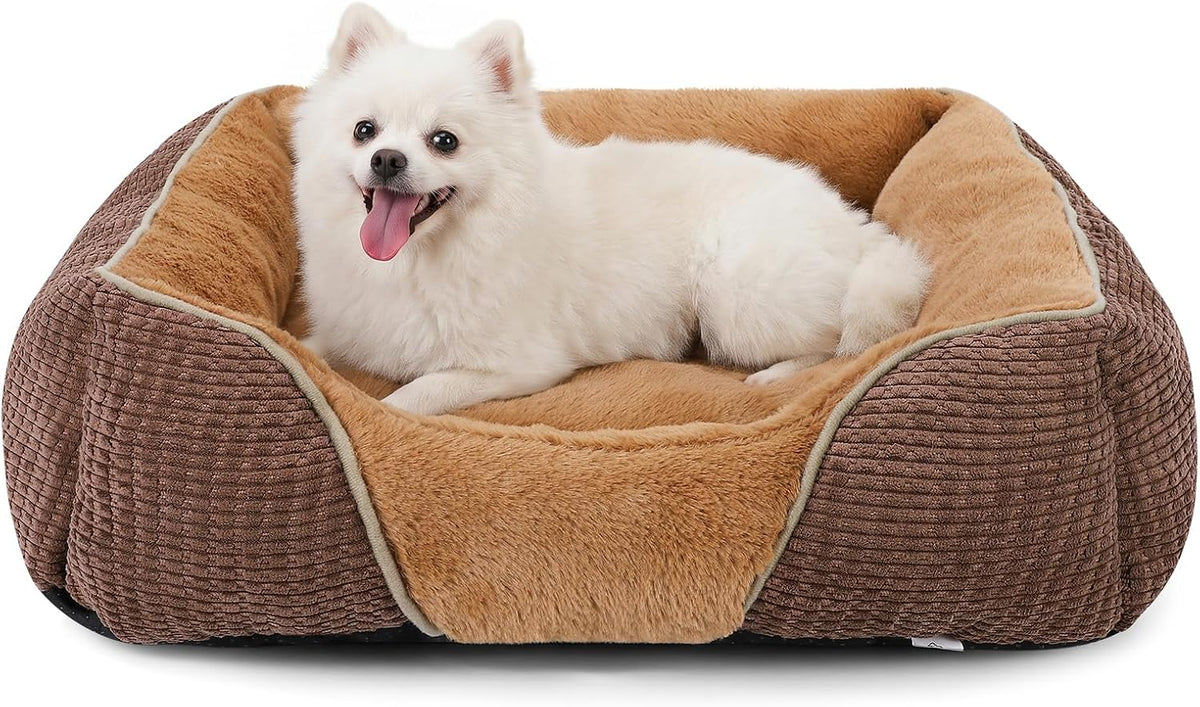 MIXJOY Dog Bed for Large Medium Small Dogs, Rectangle Washable Sleeping Puppy Bed, Soft Calming Cat Beds for Indoor Cats, Orthopedic Pet Sofa Bed, Anti-Slip Bottom with Multiple Size (25'', Grey)