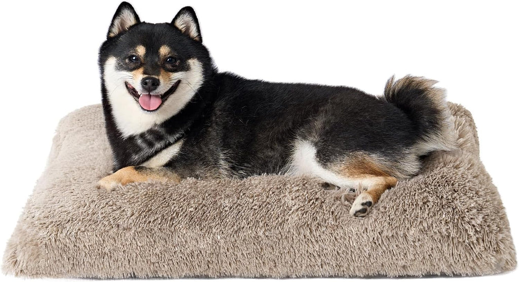 EHEYCIGA Fluffy Dog Crate Bed, Plush Extra Large Dog Pillow, Grey