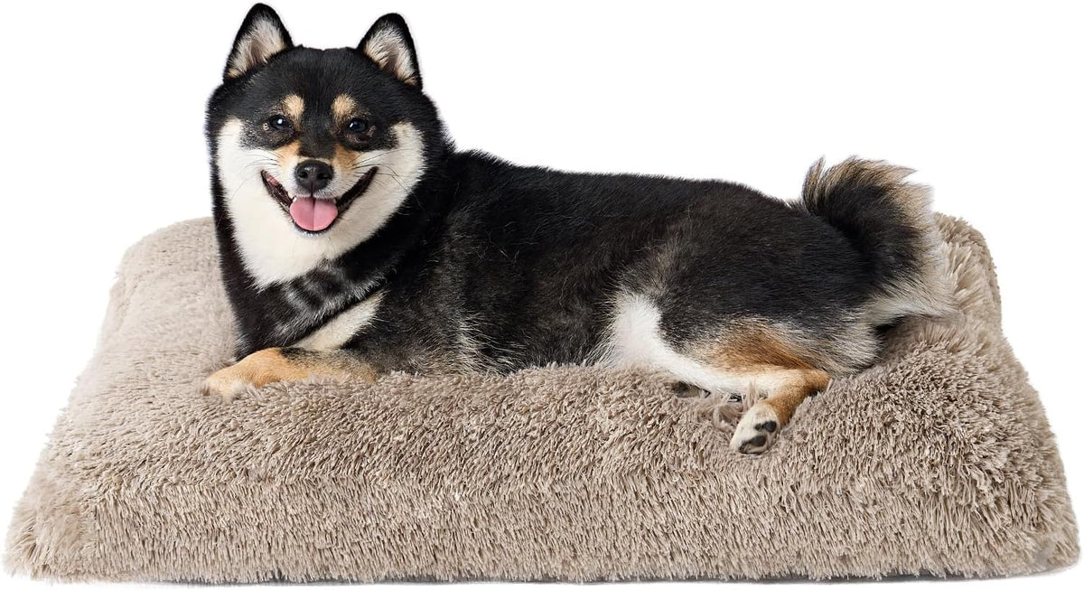 EHEYCIGA Fluffy Dog Crate Bed, Plush Extra Large Dog Pillow, Grey