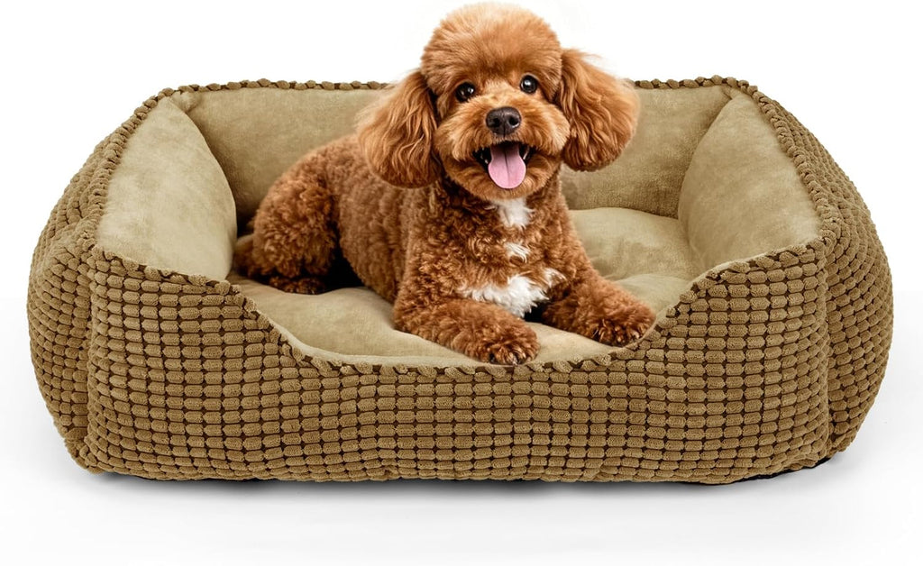 MIXJOY Dog Bed for Large Medium Small Dogs, Rectangle Washable Sleeping Puppy Bed, Soft Calming Cat Beds for Indoor Cats, Orthopedic Pet Sofa Bed, Anti-Slip Bottom with Multiple Size (25'', Grey)