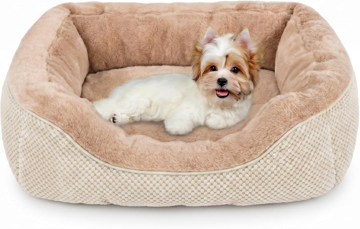 Small Dog Bed for Small Dogs, Cat Beds for Indoor Cats Washable, Orthopedic Dog Bed, Warming Soft Calming Sleeping Puppy Bed Durable Pet Bed with Anti-Slip Bottom S(20"x19"x6")