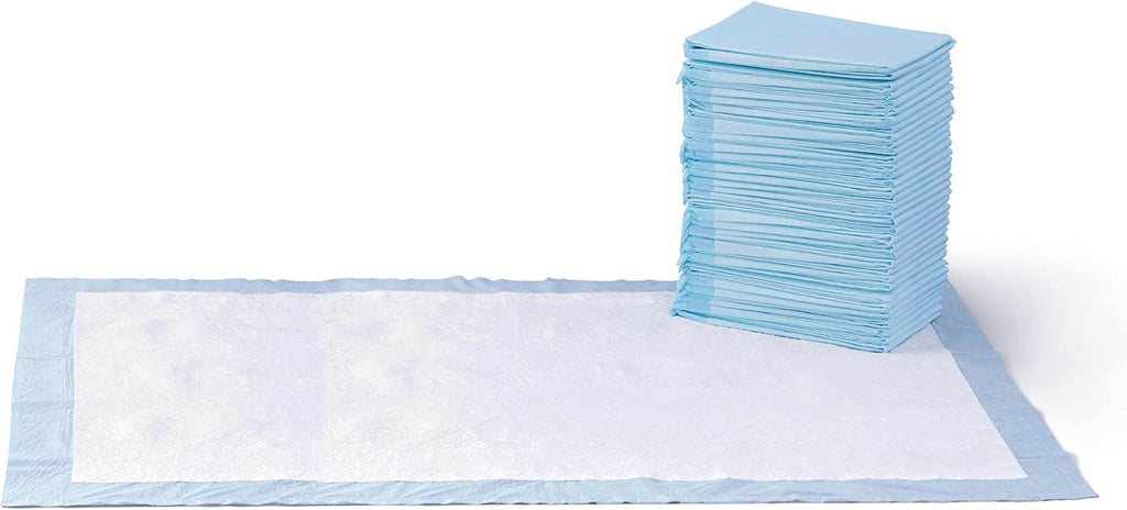 Basics Leak-Proof Dog and Puppy Potty Training Pee Pads with Quick-Dry 5-Layer Design, X-Large Size 28 x 34 Inch, Blue & White, 40-Pack
