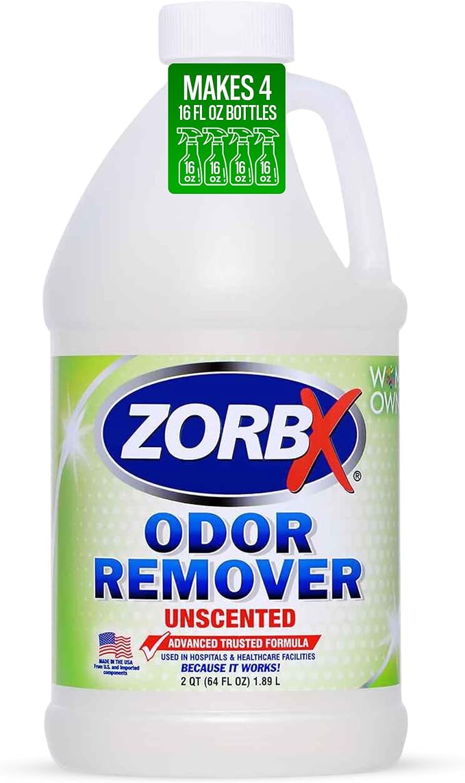 ZORBX Unscented Odor Remover Spray 64 Oz Refill, Hospital-Grade Formula