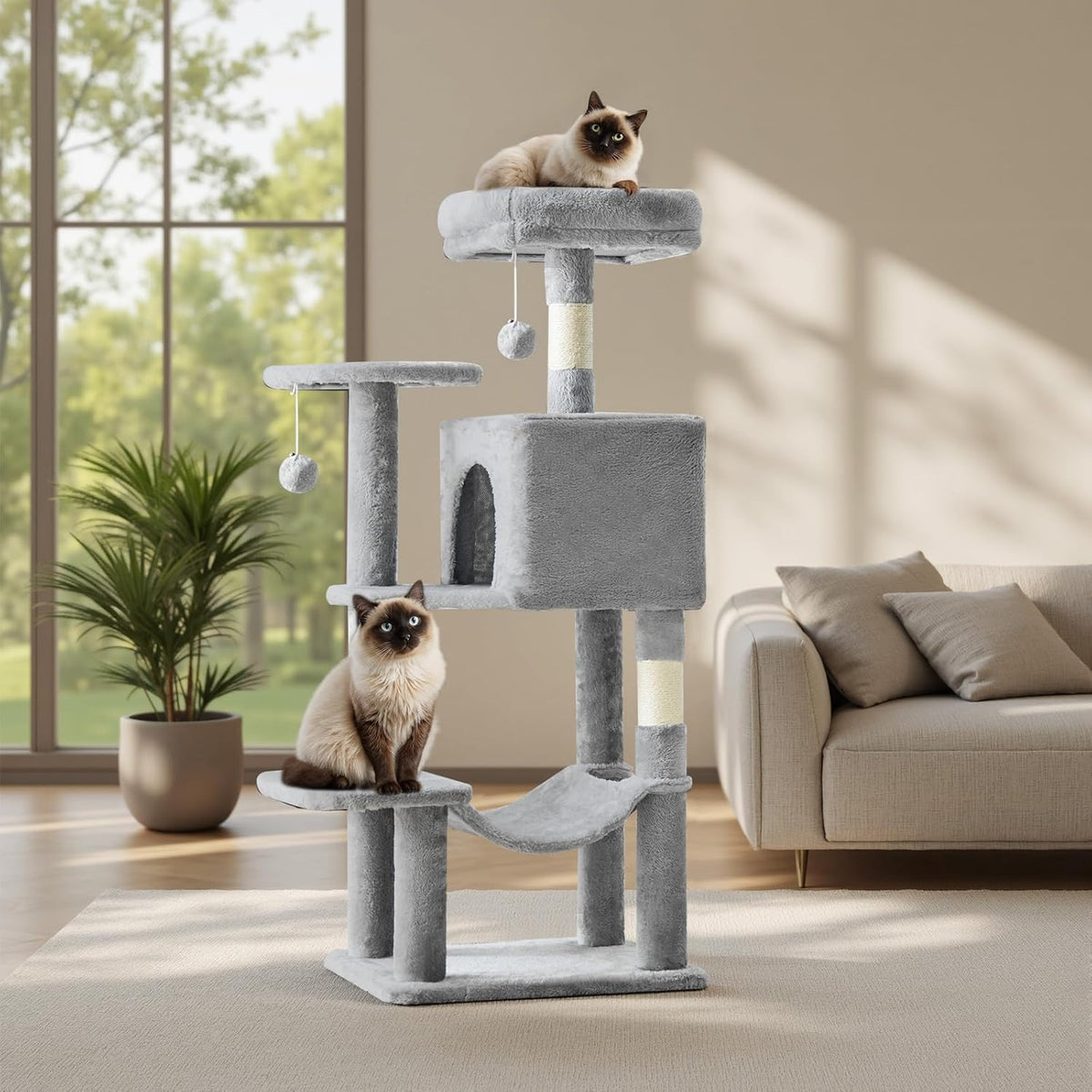 Sweetcrispy 44 Inch Cat Tree Tower for Indoor Cats and Kittens