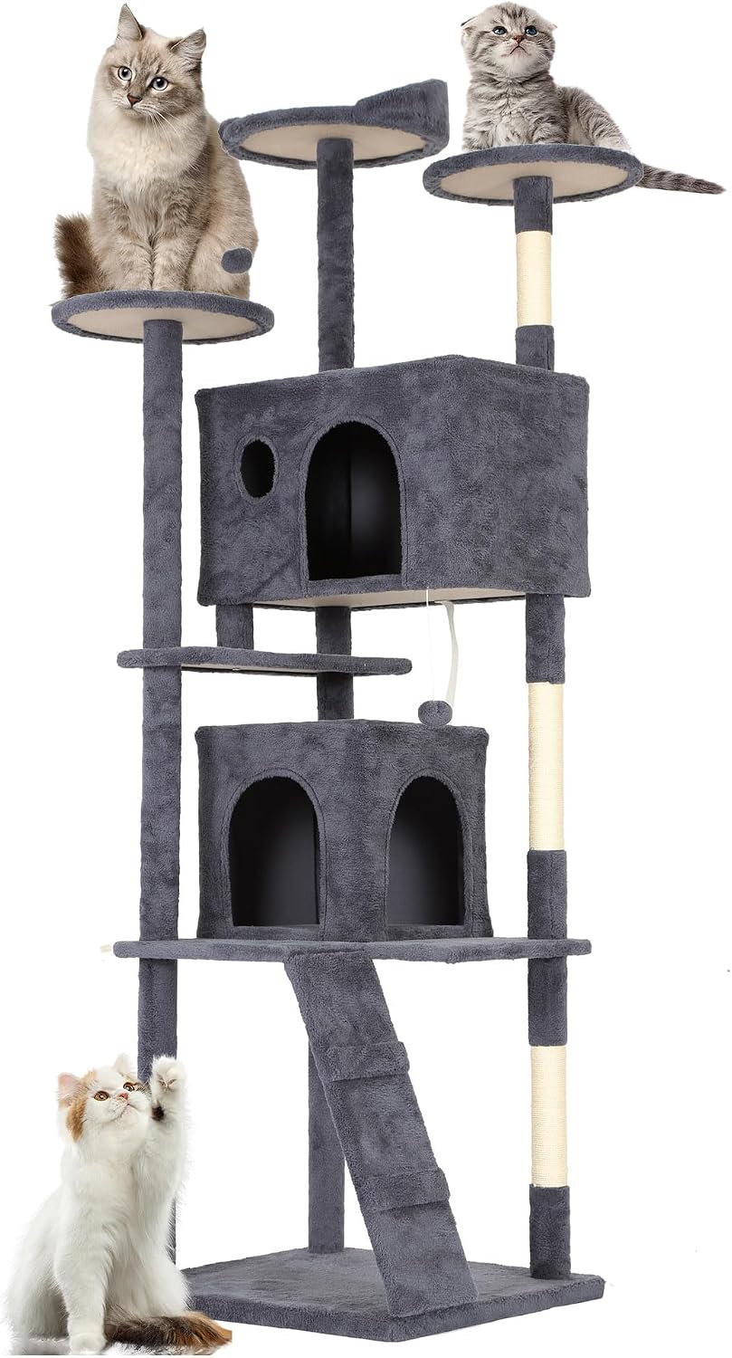 FDW | 54" Cat Tree Tower | Dark Gray | Multi-Level Indoor Activity Center