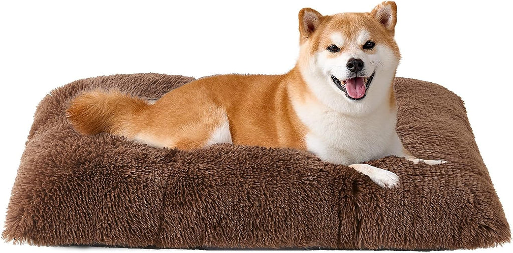 EHEYCIGA Fluffy Dog Crate Bed, Plush Extra Large Dog Pillow, Grey