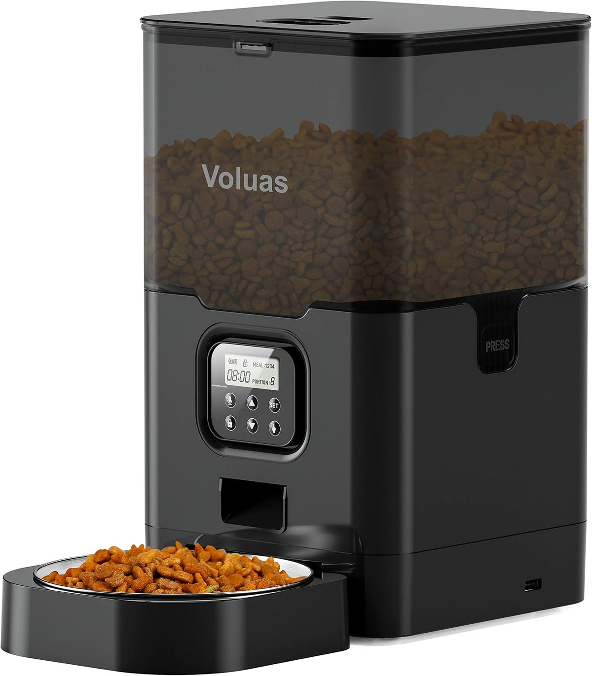 VOLUAS Automatic Cat Feeder, 4L Timed Dry Food Dispenser for Cats & Dogs
