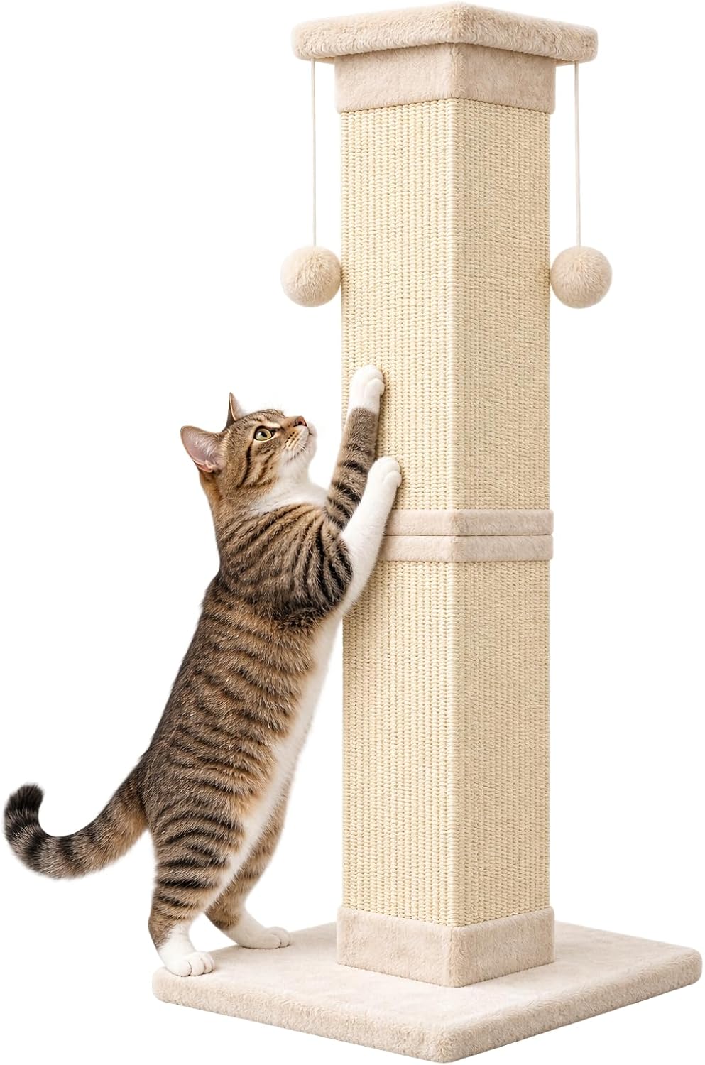 SOCATER Cat Scratching Post 33 Inch Nature Sisal Cat Scratch Post for Indoor Cats, Large Cat Scratcher Protect Your Furniture, for All Breeds