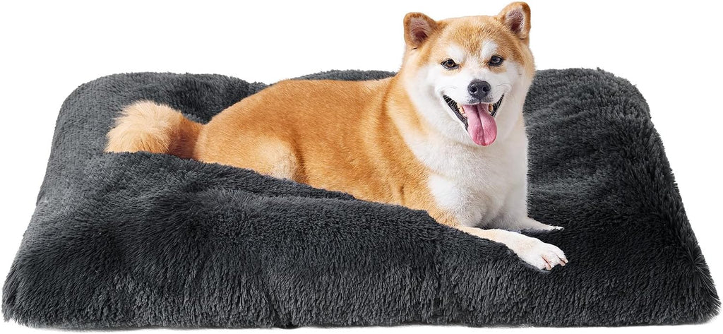 EHEYCIGA Fluffy Dog Crate Bed, Plush Extra Large Dog Pillow, Grey
