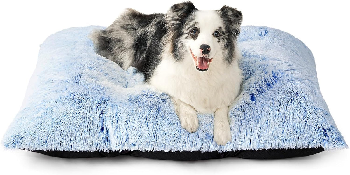 EHEYCIGA Fluffy Dog Crate Bed, Plush Extra Large Dog Pillow, Grey