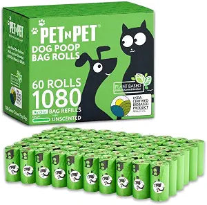 Pet N Pet Poop Bags for Dogs, 1080 Count, Plant Based, Unscented, Green