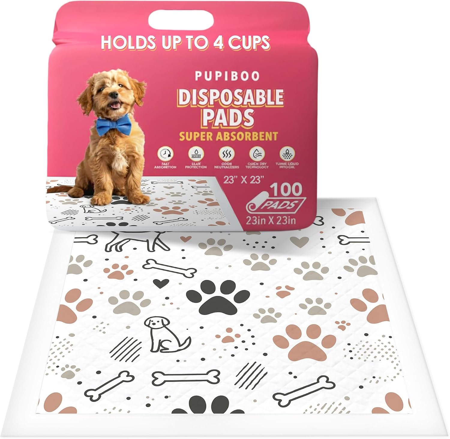 PUPIBOO Washable Pee Pads for Dogs and Cats - Super Absorbent Reusable Puppy Training Pads - 100% Waterproof, Leak-Proof & Non-Slip Whelping Pads for Pet Housebreaking