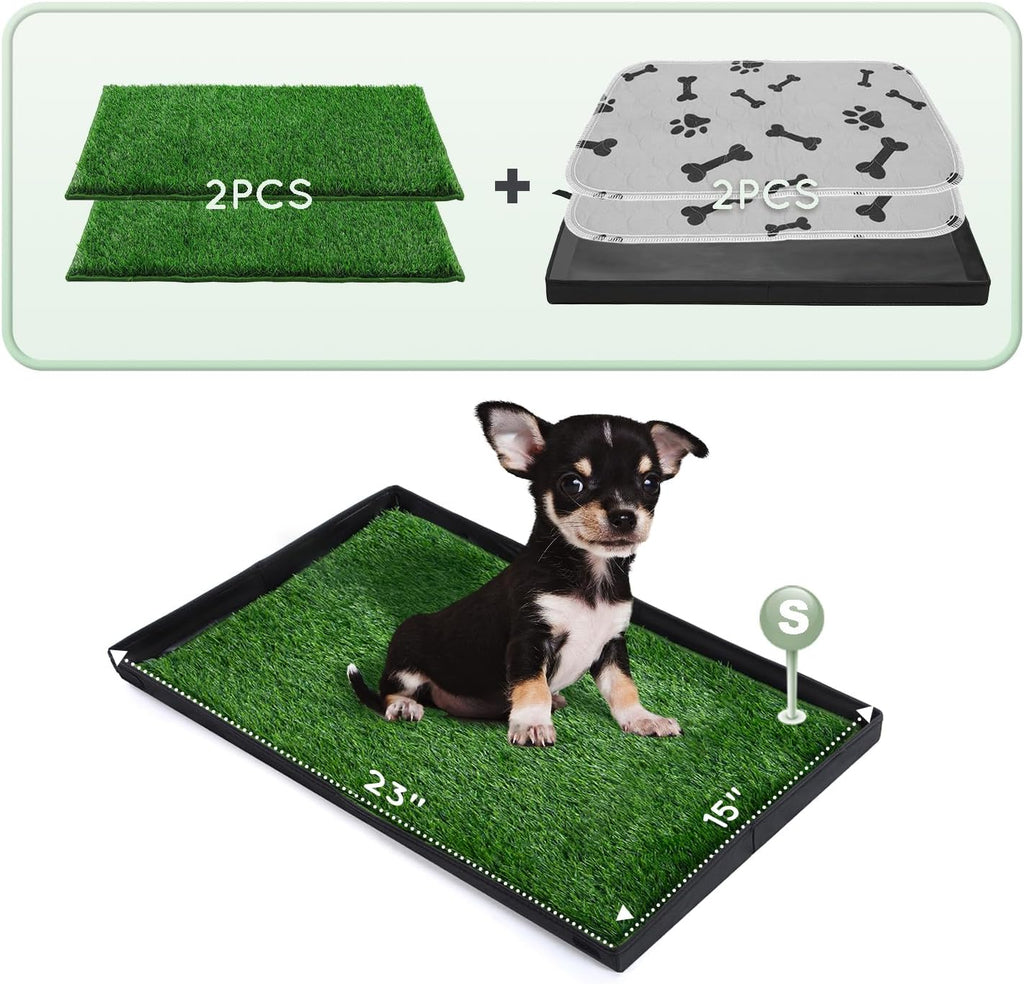 HQ4US 4LEGS Grass Pee Pads for Dogs Potty with Foldable Dog Litter Box