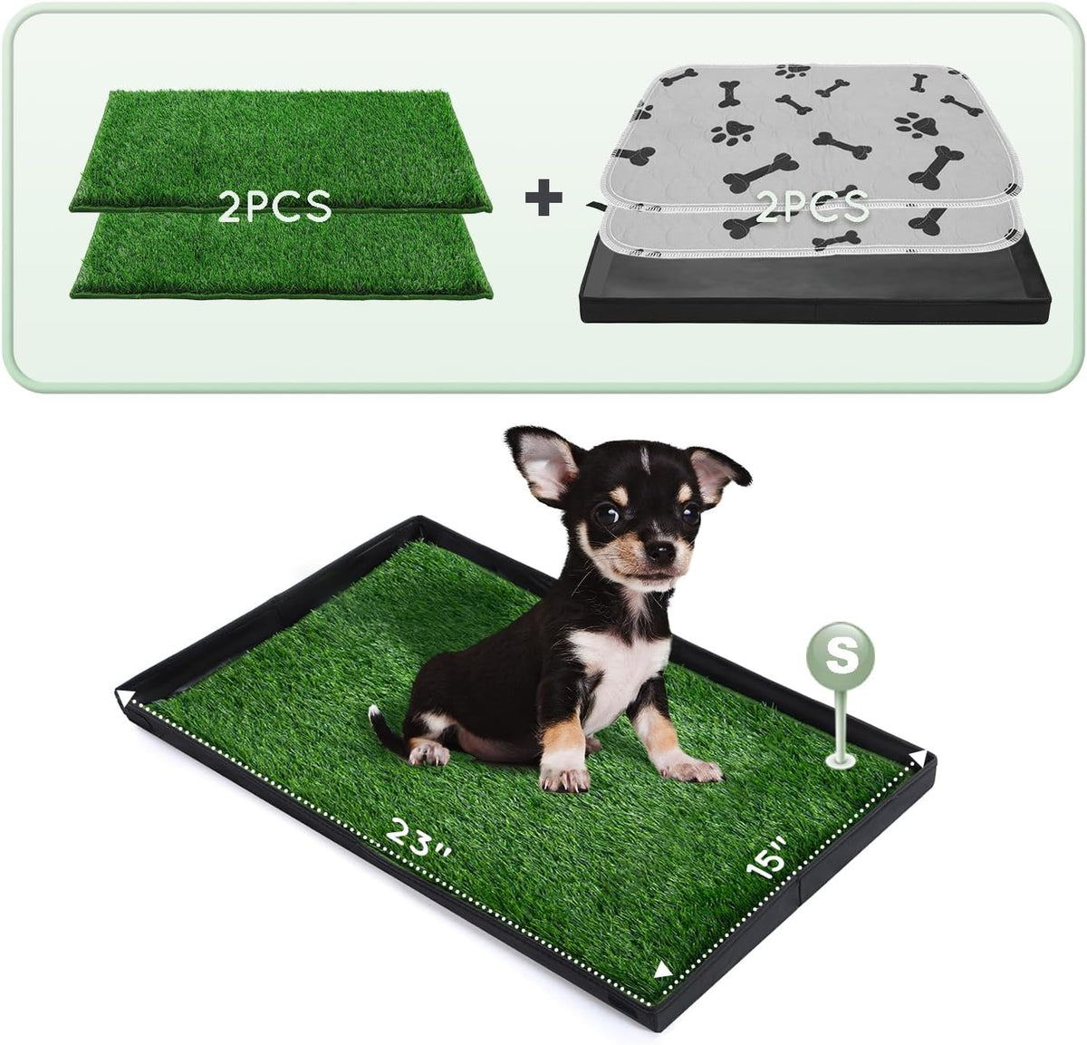 HQ4US 4LEGS Grass Pee Pads for Dogs Potty with Foldable Dog Litter Box
