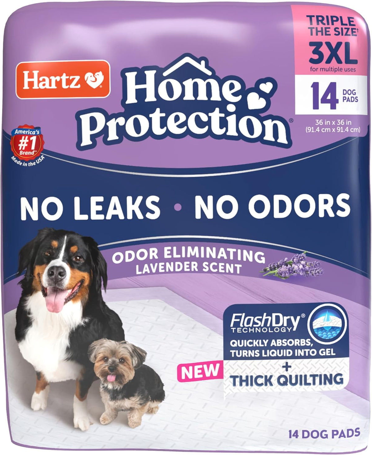Hartz Home Protection Lavender Scent Odor Eliminating Dog Pads, 3XL, 30ct