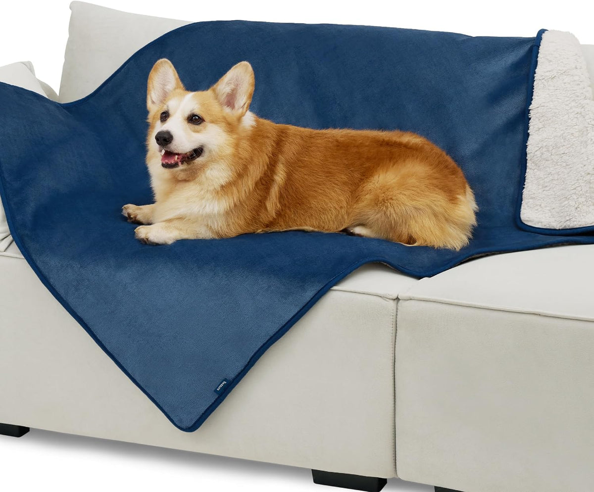 Bedsure Waterproof Dog Blankets for Large Dogs Sherpa Fleece Throw, 40X50