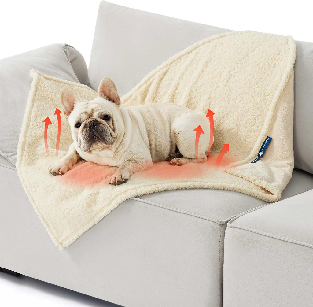 Bedsure Waterproof Dog Blankets for Large Dogs Sherpa Fleece Throw, 40X50