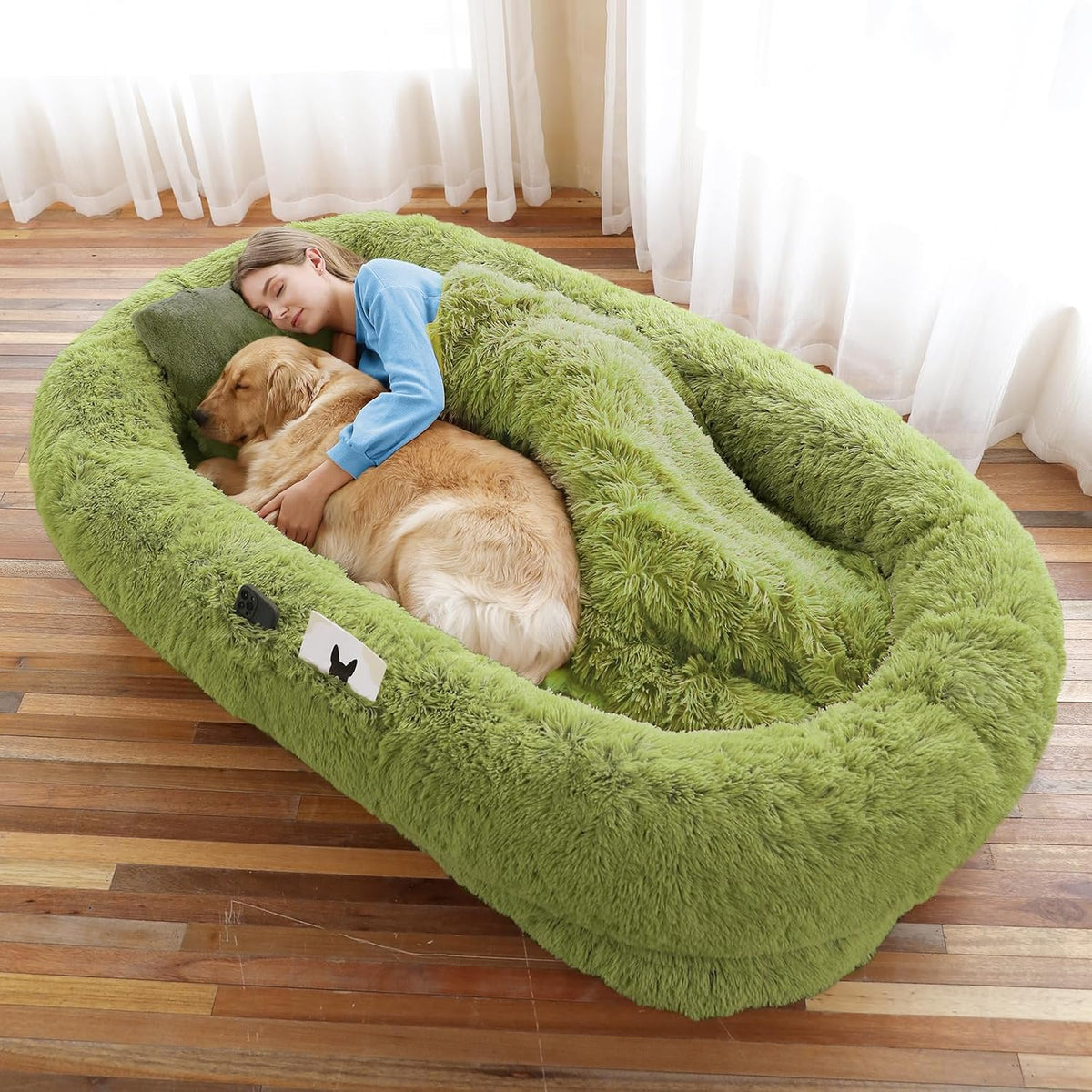 WROS Human Dog Bed for Adult, 71"x45"x12" Giant Calming Nest Beds, Grey