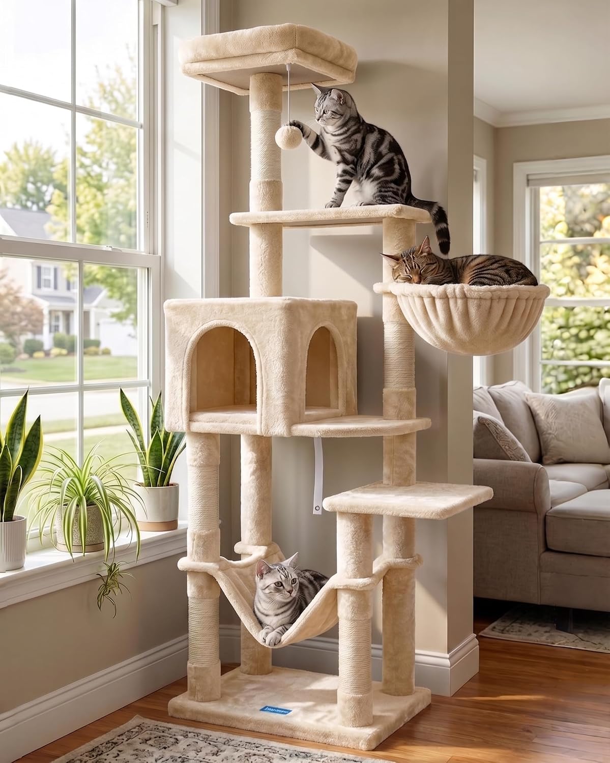 Hey-brother Cat Tree, Multi-Level Sisal Covered Scratching Posts, MPJ050W