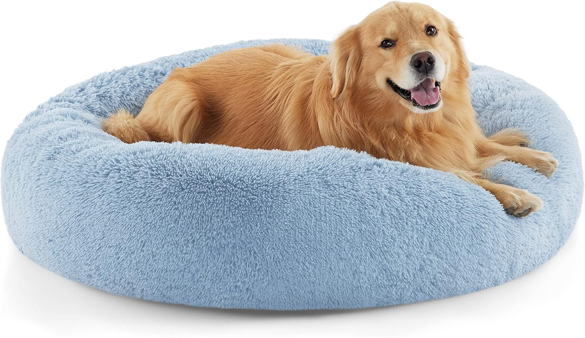 Bedsure Calming Dog Bed Medium Size Dog Donut Washable Pet Bed,30ins Camel