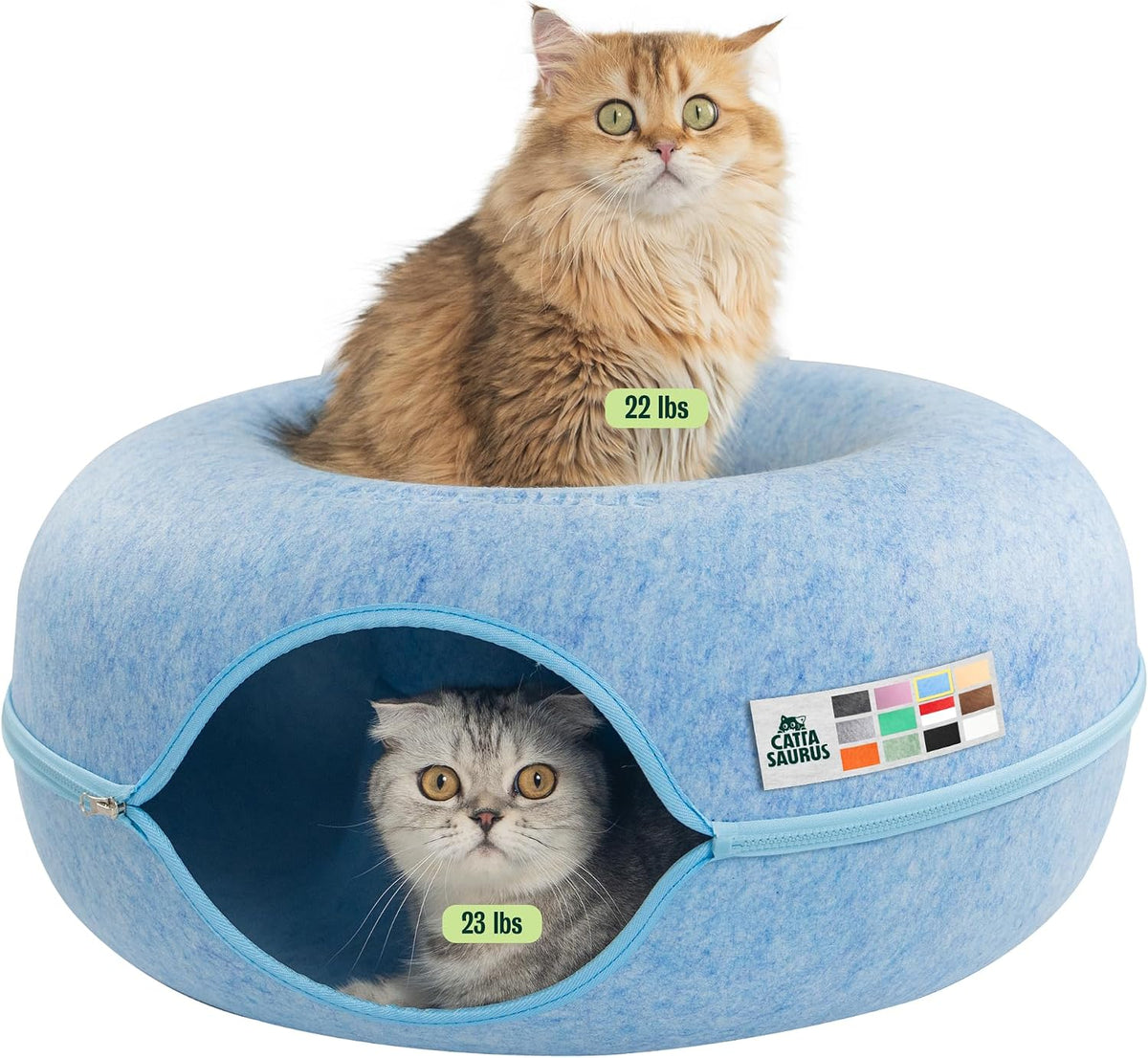 Peekaboo Cat Cave Donut for Multiple & Large Cats up to 30-45 lbs, 3-in-1 Self Warming Cat Bed, Tunnel & Scratcher for Indoor Cats, Washable & Detachable Small Dog Bed (Light Gray, Jumbo)