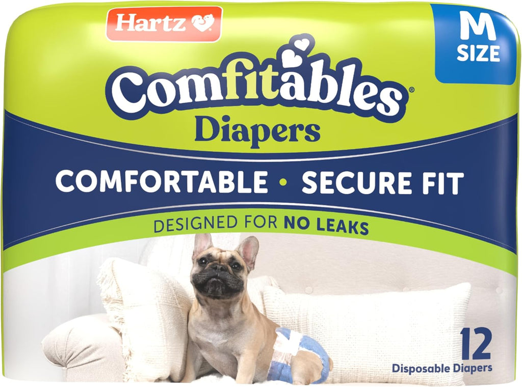 Hartz Disposable Dog Diapers, Size M 32 count, Comfortable & Secure Fit, Easy to Put On