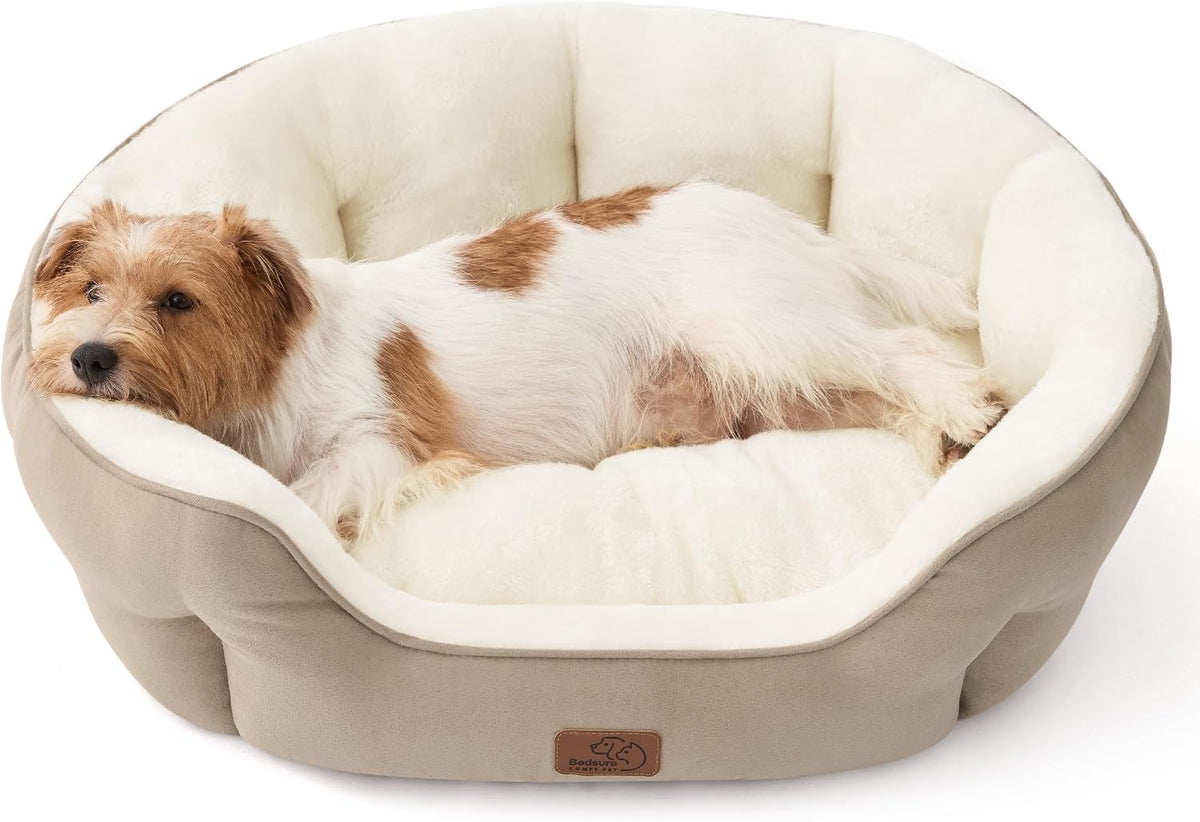 Bedsure Small Dog Bed Washable,Round Cat Beds for Indoor Cats,20in Camel
